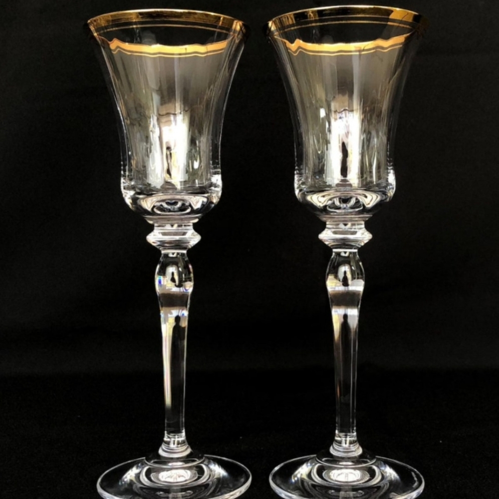 NWT Mikasa "Jamestown Gold" Wine Water Glasses - 1 pair